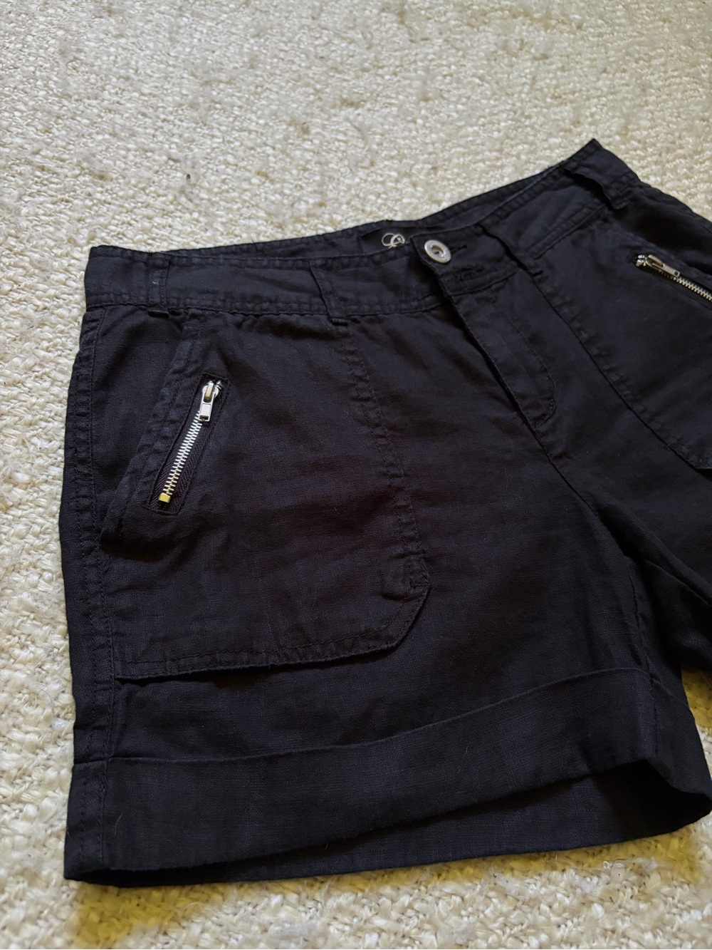 💕GUESS WOMENS SIZE 1 BLACK LINEN SHORTS - Picture 2 of 14
